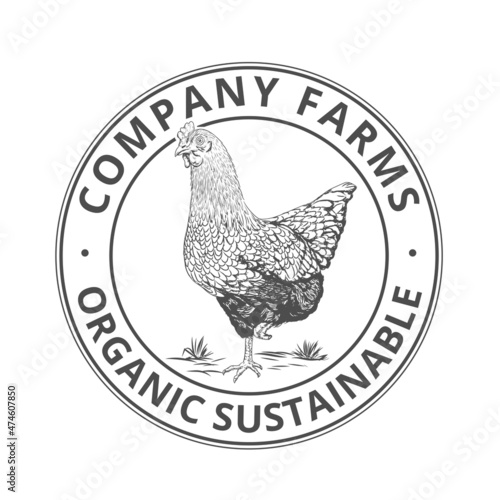 Vintage chicken farm logo template