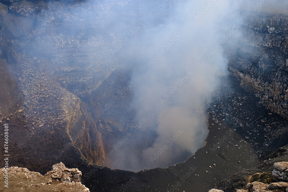 Nicaragua Masaya Volcano - Volcan Masaya - Caldera with an interior lava lake - Santiago crater
