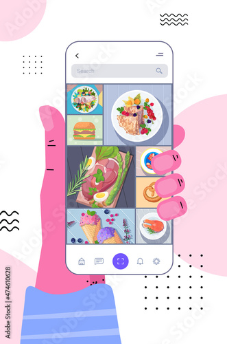 appetizing photo of different food on smartphone screen food blogging social media blog post food hunter review