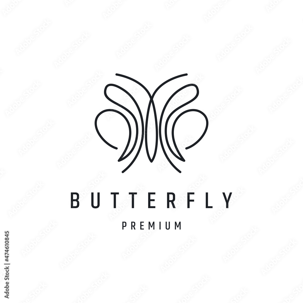 Butterfly logo linear style icon on white backround