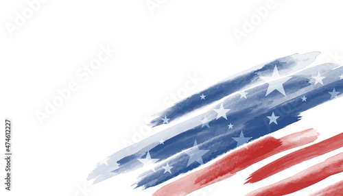Watercolor american flag on white background America USA vector illustration