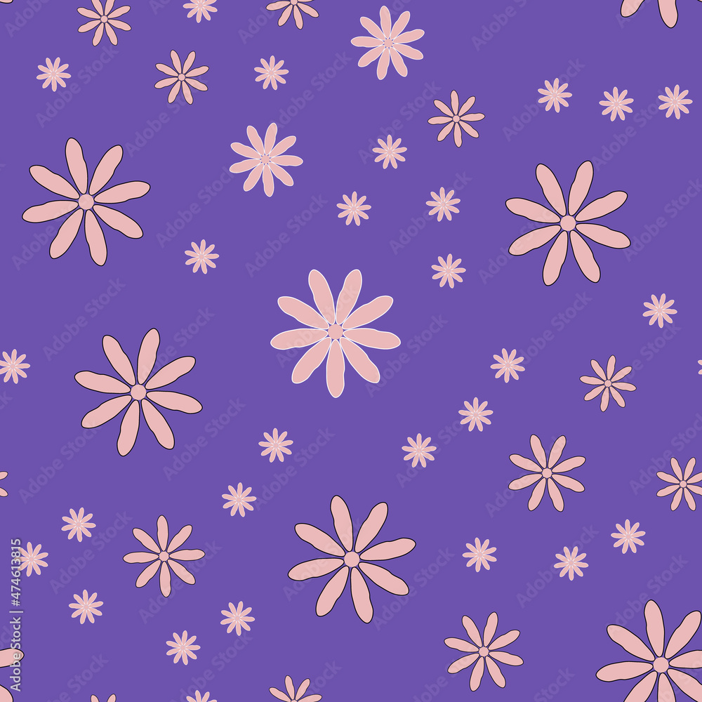 Lilac seamless pattern. Cute white flower on a purple background. Modern classic floral design for textile and print decoration. Bloom and foliage, trendy print on lilac. Vector illustration
Lilac seamless pattern. Cute white flower on a purple background. Modern classic floral design for textile and print decoration. Bloom and foliage, trendy print on lilac. Vector illustration
