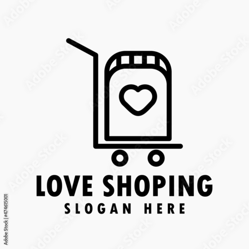 Trolley logo love concept. trolley logo. shopping logo. shopping cart logo. trolley icon