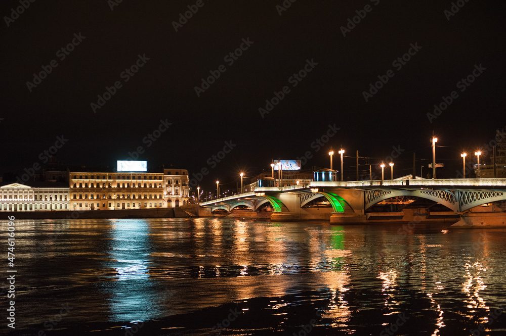 A night view of the Neva River in St Petersburg