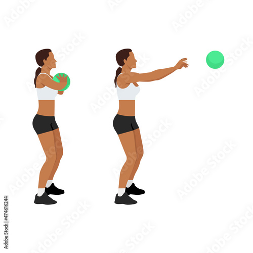 Woman doing Medicine ball chest pass exercise.