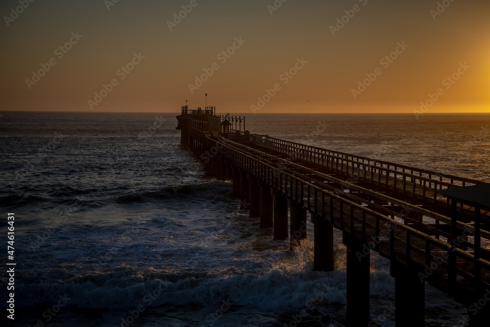 Obraz premium A jetty of Swakopmund at sunset, Namibia