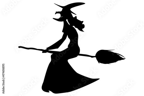 Silhouette of a Witch. Vector Illustration. Halloween.