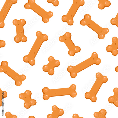 Dog biscuits seamless pattern on a white background. Cookie bone. Suitable for printing on packaging, paper or animal clothing. Vector cartoon illustration