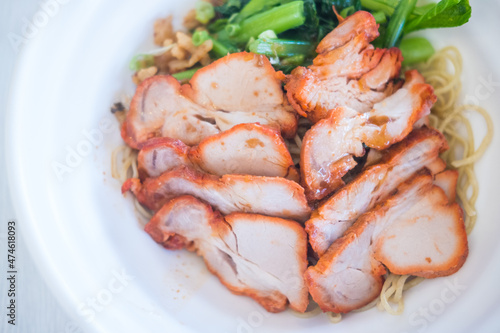 Egg noodle with BBQ red pork.