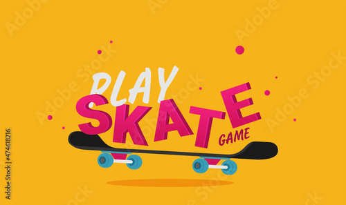 skateboard flat vector isolated on color background