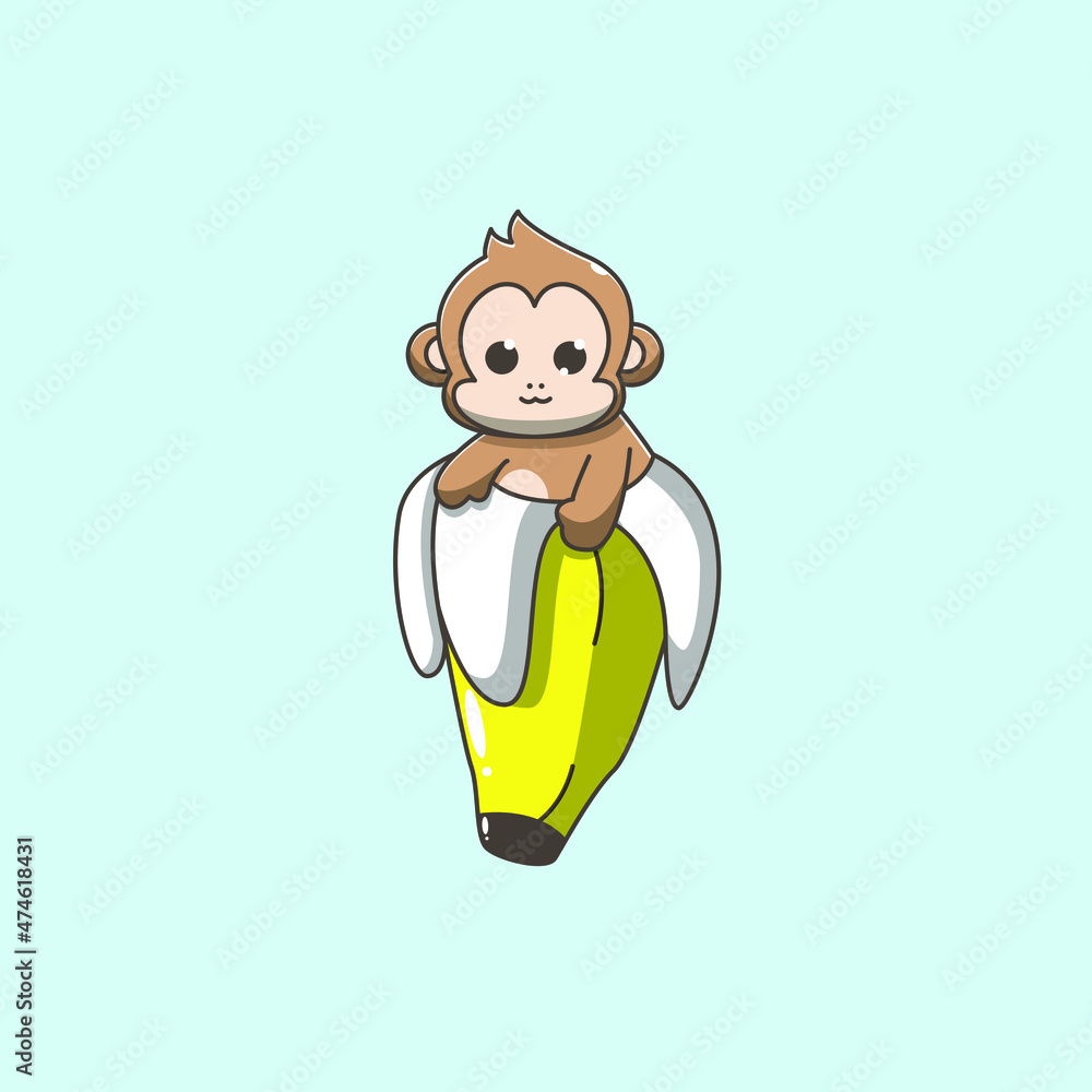 monkey in a banana vector illustration