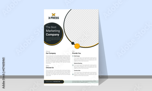 Creative marketing flyer. Modern brochure design, modern layout, annual report, business proposal,  poster, cover, flyer in A4 with colorful circle.