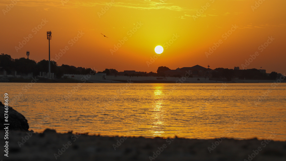 Sunset evening in Abu dhabi beach