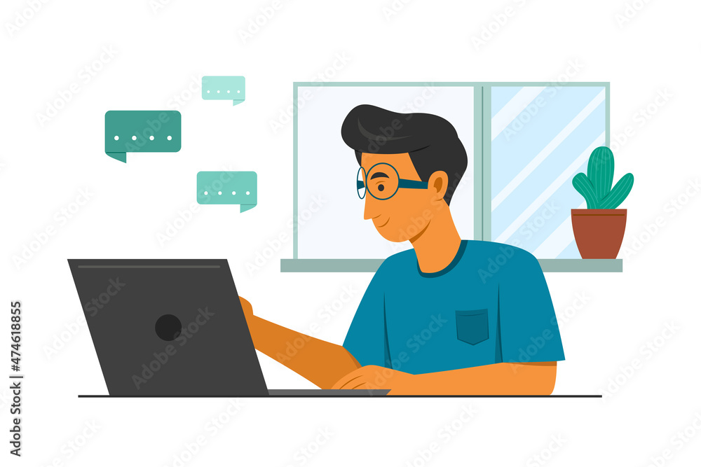 Freelance Man Work from Home. Freelance Man Work from Home.