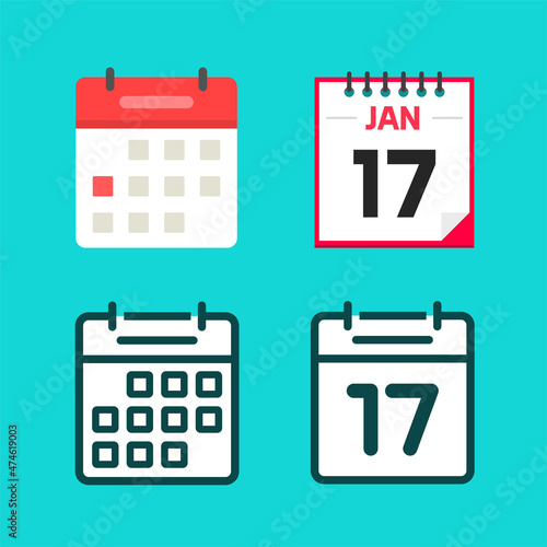 Calendar icon vector or schedule agenda pictogram line outline art and flat cartoon illustration isolated on color background modern design, appointment and event date idea