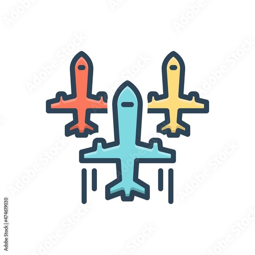 Color illustration icon for planes