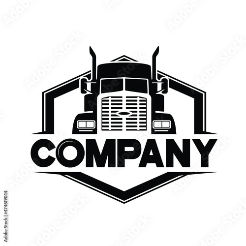 Trucking company logo. Bold badge emblem logo concept. Ready made logo template set vector isolated