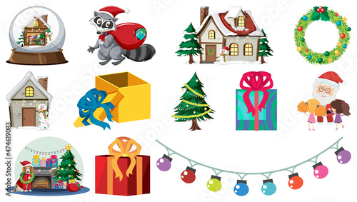 Isolated Christmas Objects And Elements Set