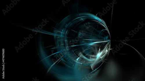 Fototapeta Naklejka Na Ścianę i Meble -  3d subway communication tunnel, high-speed tunnel turn. Fantastic round subway tunnel speed concept electric train modern railway. Metro