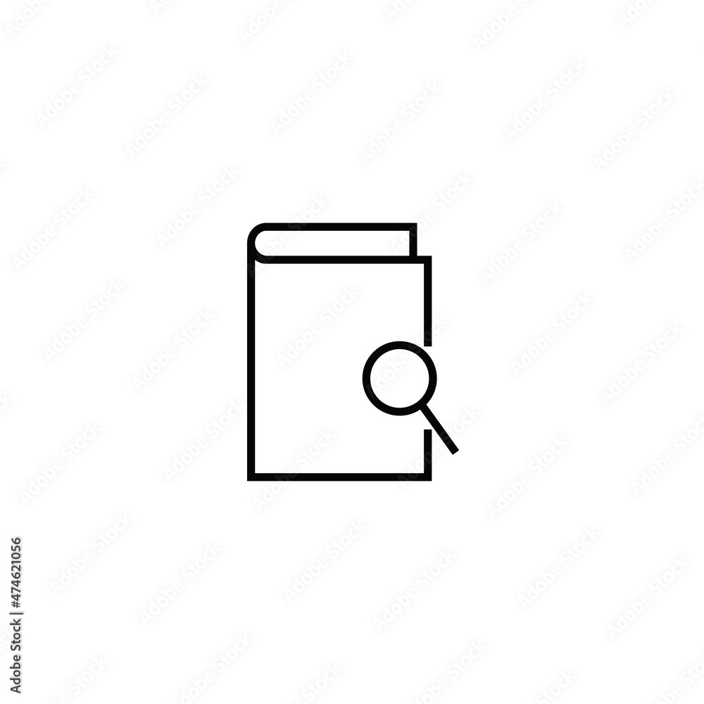 Modern outline signs suitable for internet pages, applications, stores etc. Editable strokes. Line icon of magnifying glass next to book with blank cover Modern outline signs suitable for internet pages, applications, stores etc. Editable strokes. Line icon of magnifying glass next to book with blank cover