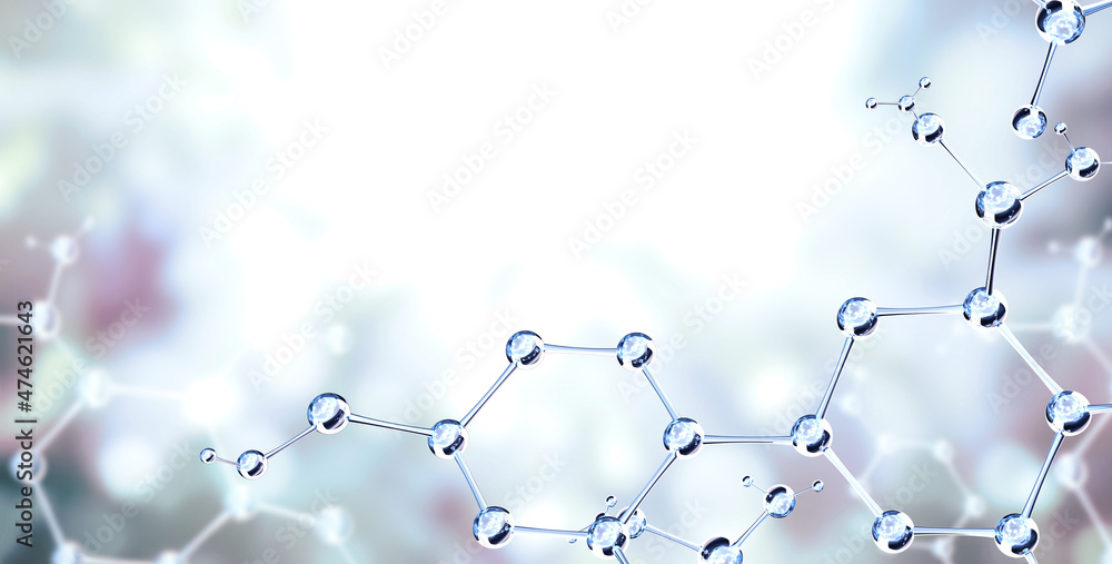 Horizontal banner with models of abstract molecular structure Horizontal banner with models of abstract molecular structure