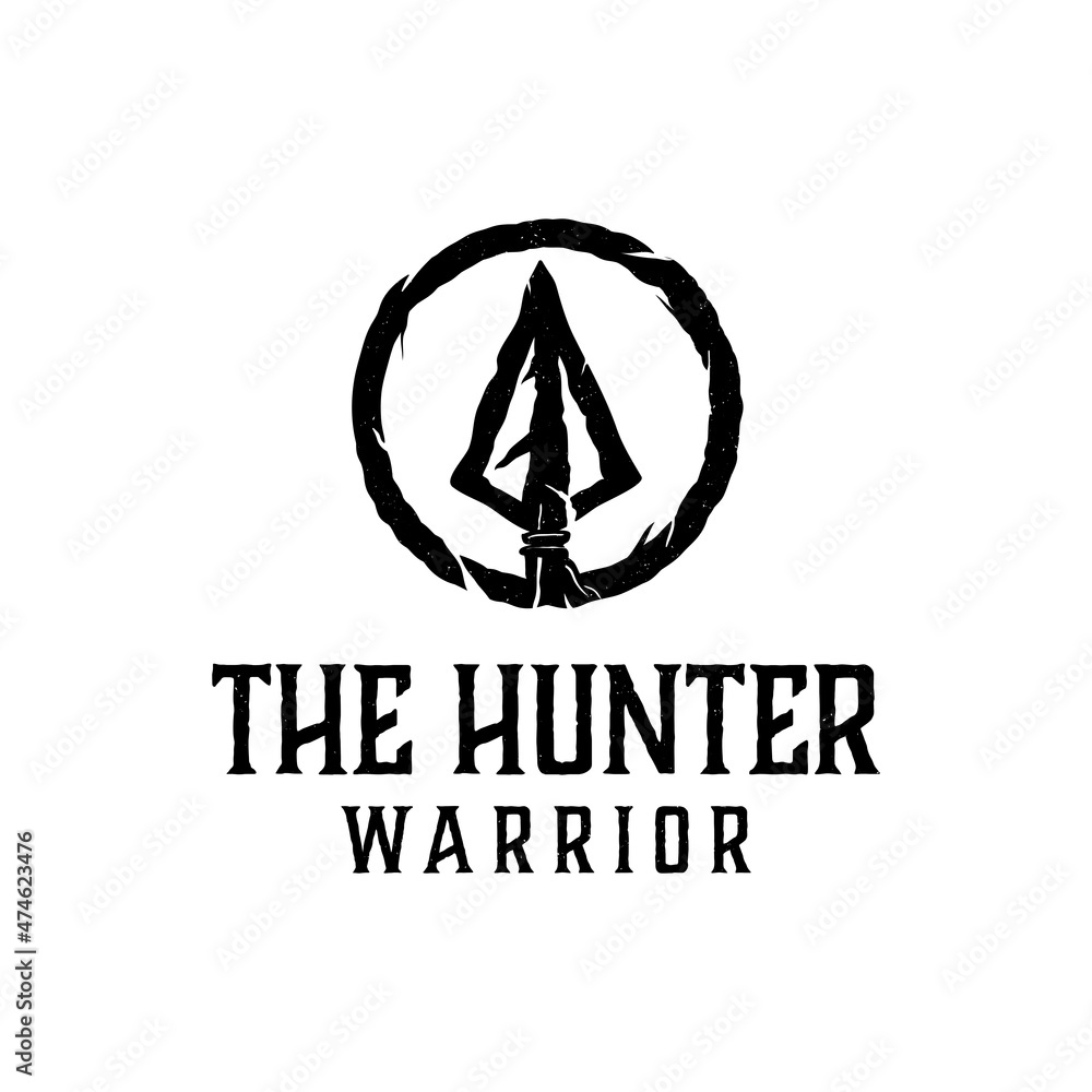 Native Indian Spear Arrowhead for Hunting, Hunt, Hunter Vintage Grunge Retro Hipster Logo Design Native Indian Spear Arrowhead for Hunting, Hunt, Hunter Vintage Grunge Retro Hipster Logo Design