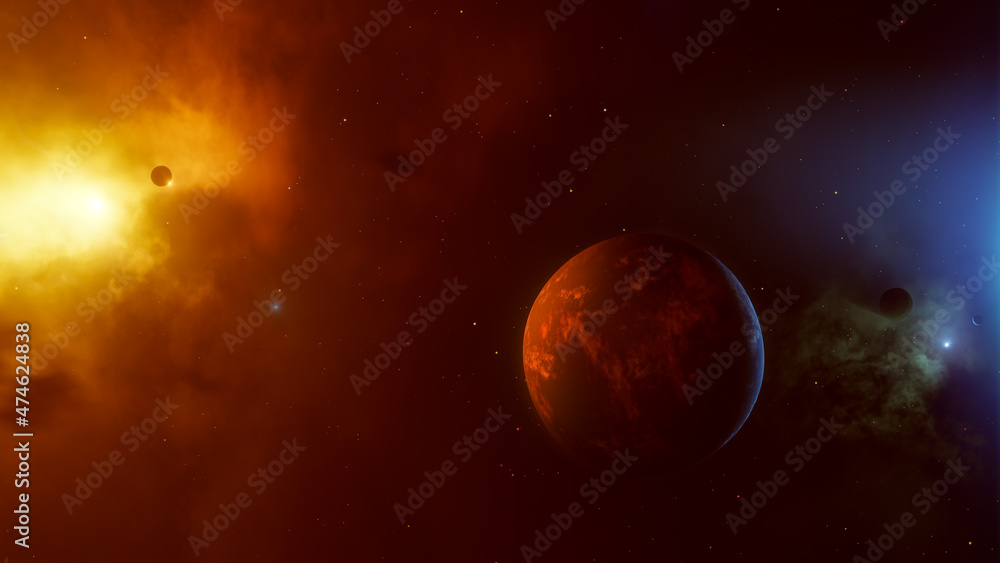 Naklejka premium deep space nebula planet
