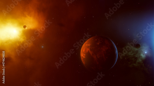 deep space nebula planet
