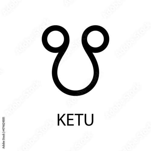Ketu icon. Descending lunar node. Planet symbol. Vector black sign on white. Astrological calendar. Jyotisha. Hinduism, Indian or Vedic astrology horoscope