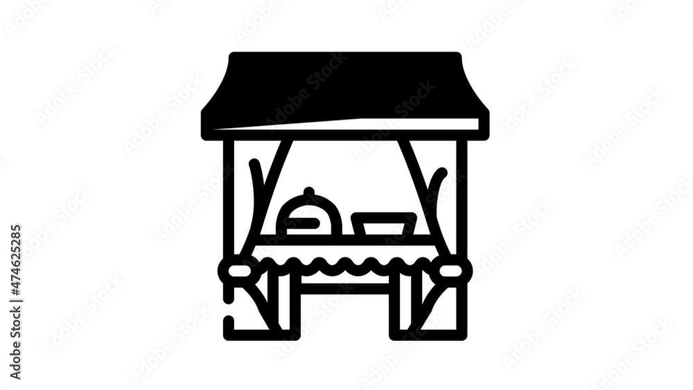 tent buffet animated line icon tent buffet sign. isolated on white background tent buffet animated line icon tent buffet sign. isolated on white background
