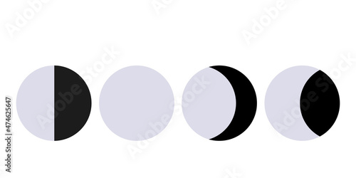 various phases of the waxing and waning moon in a vintage halftone style. astrology and space concept.