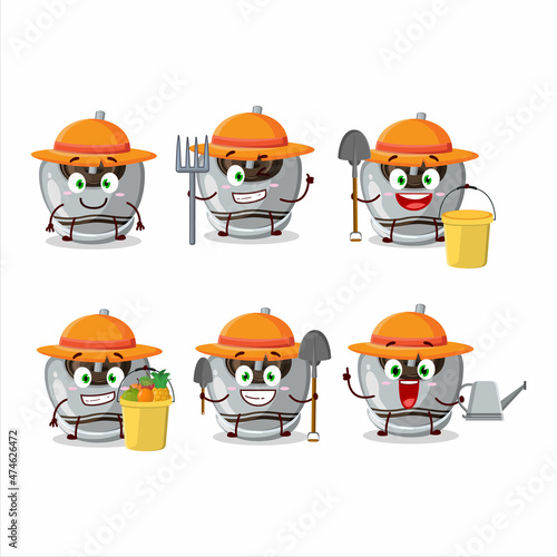 Farmer white sugar candy cute mascot character with fork