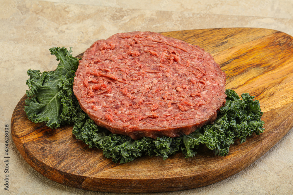 Raw beef burger cutlet for burger Raw beef burger cutlet for burger