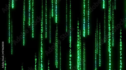 Matrix code green symbols loop 15-sconds