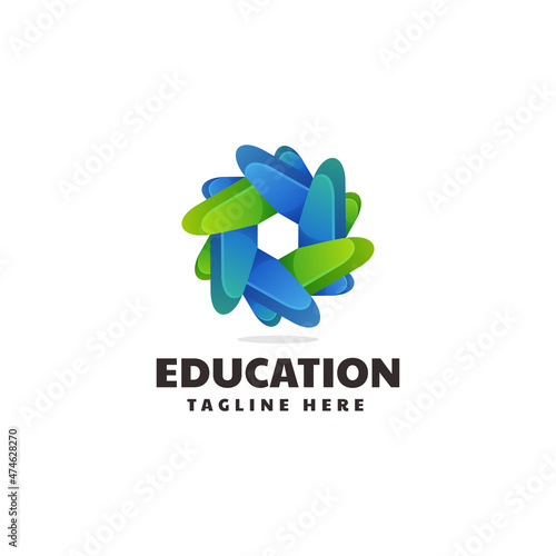 Vector Logo Illustration Education Gradient Colorful Style.