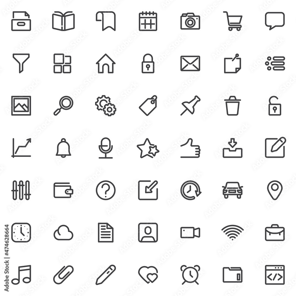 User Interface Essential line icons set User Interface Essential line icons set