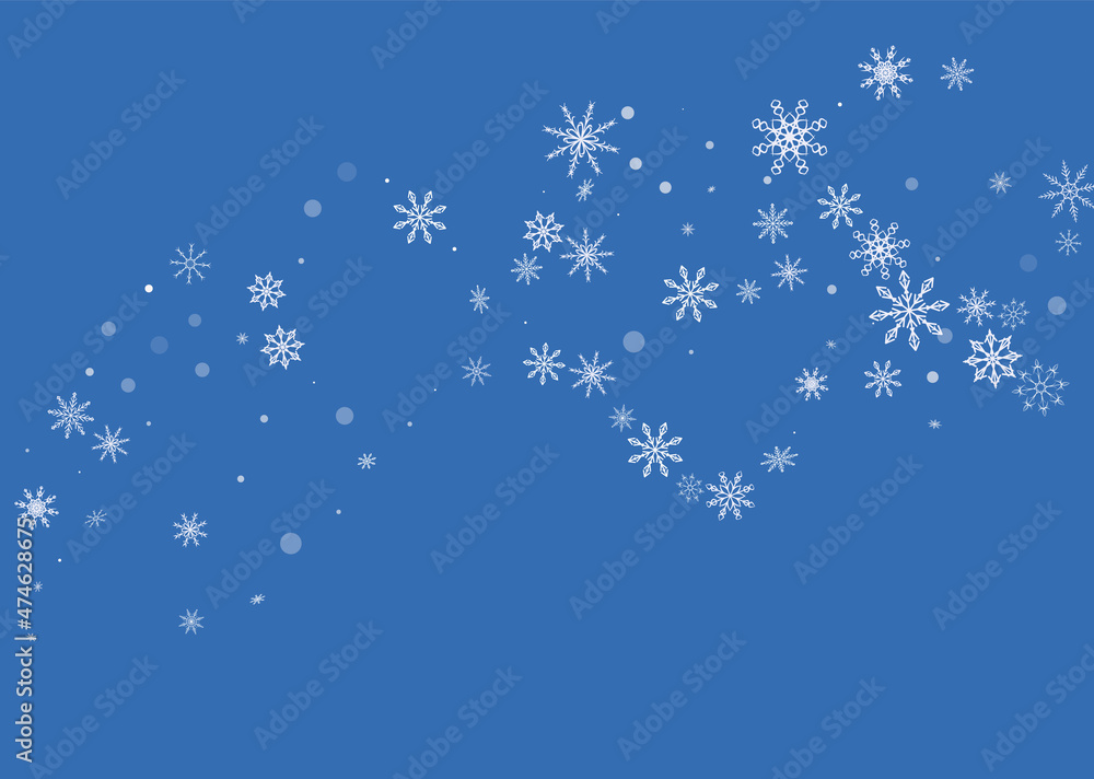 White delicate openwork snowflakes are scattered on a blue background. Festive background, postcard design, wallpaper White delicate openwork snowflakes are scattered on a blue background. Festive background, postcard design, wallpaper