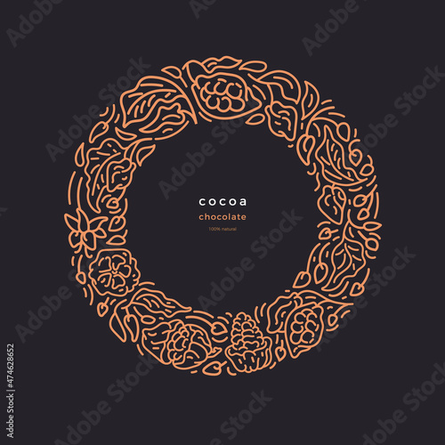 Cocoa border Abstract vector circle Dark chocolate