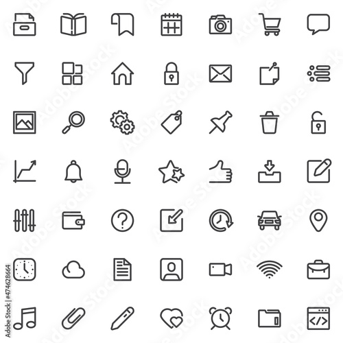 User Interface Essential line icons set