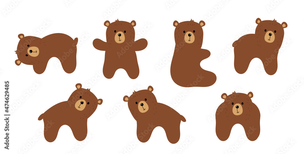 Set of teddy bear cartoons isolated on white background vector. Set of teddy bear cartoons isolated on white background vector.