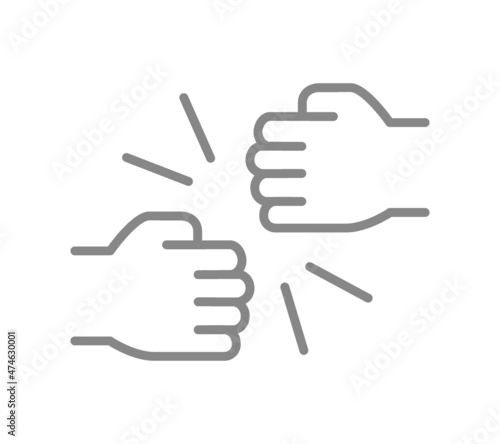 Fist bump line icon. Handshake, partnership symbol
