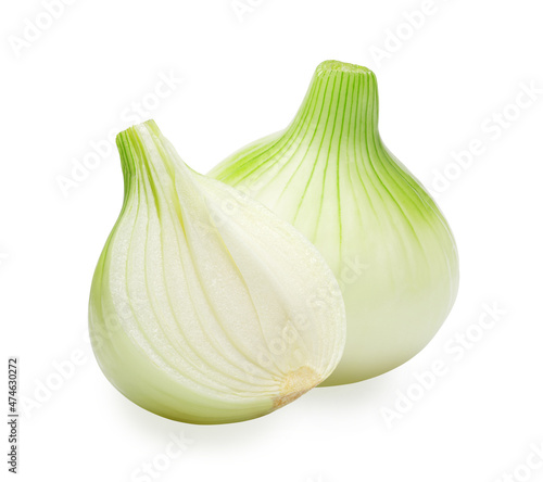 green onion bulb isolated on white