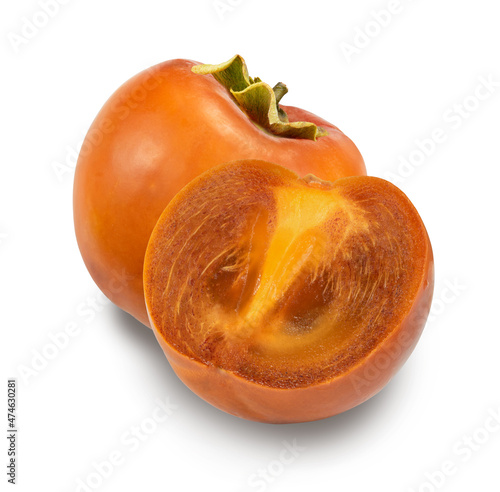 persimmon fruit isolated on white