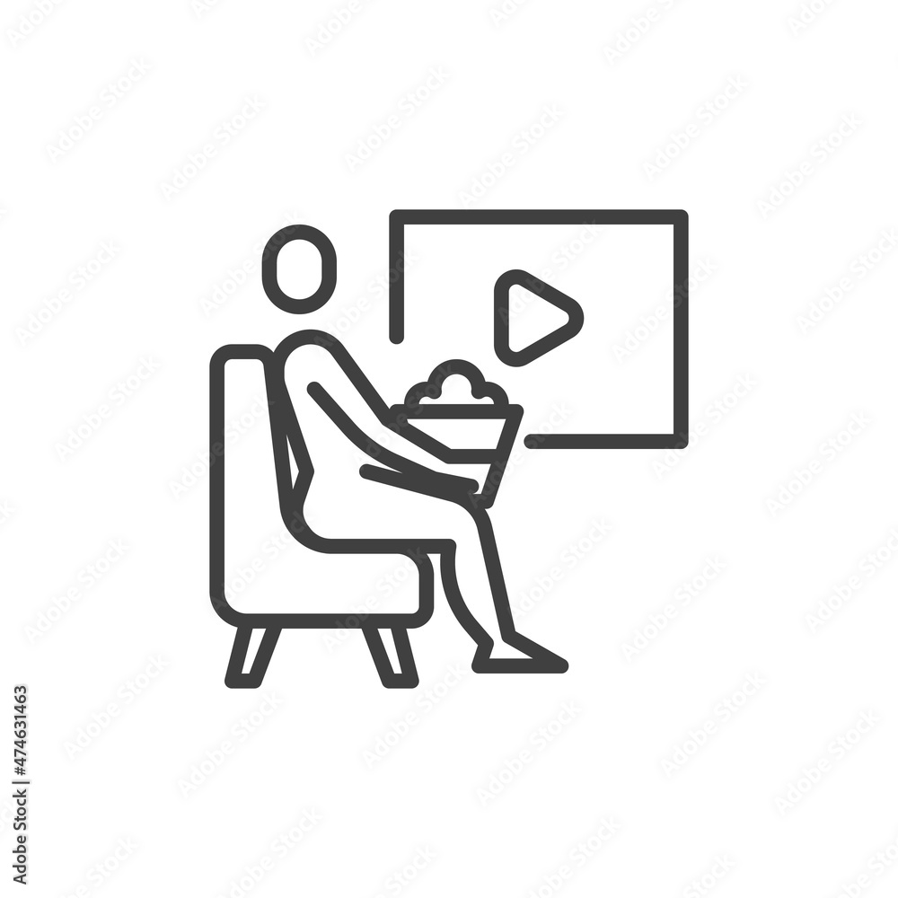 Relaxing person watching movie line icon Relaxing person watching movie line icon