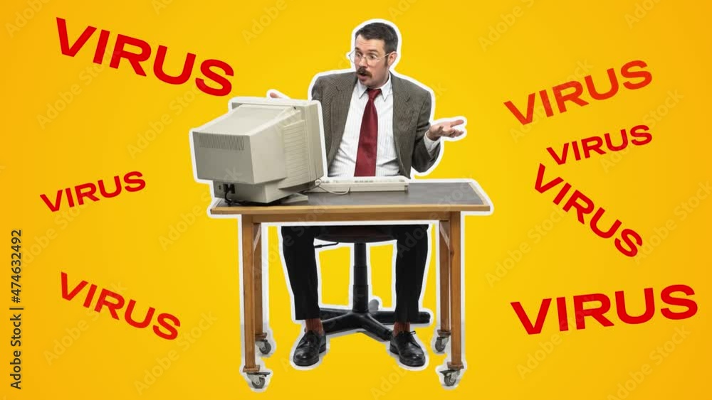 custom made wallpaper toronto digitalStressed handsome businessman working at desk in office shouting at monitor screen and being angry about e-mail spam. 4k. Stop motion design, 2D animation. Business concept
