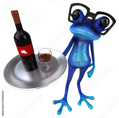 Fun blue frog - 3D Illustration