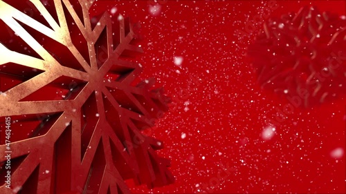 A magical festive blue winter animated background with big falling snowflakes