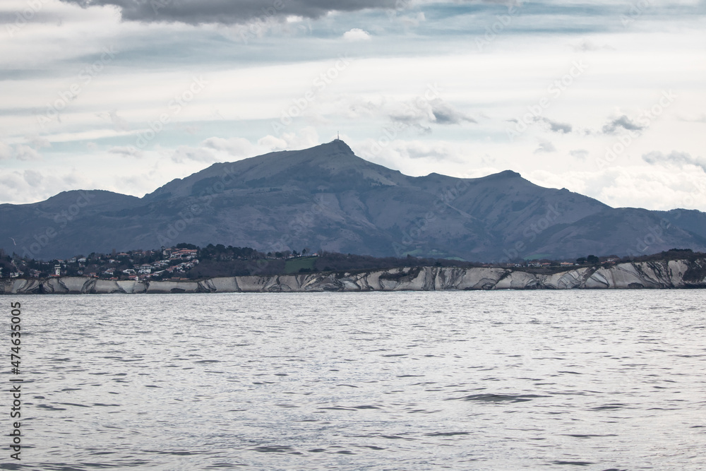 Mountain La Rhune, seen from the ocean, basque country, france