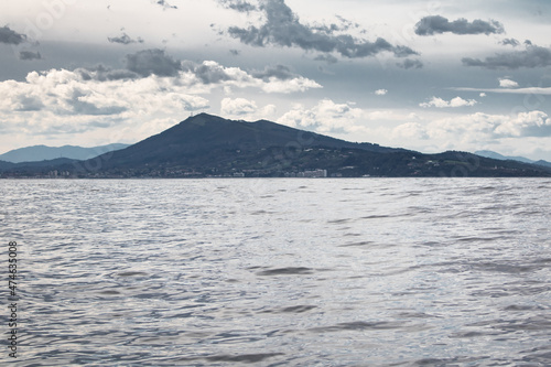 mountain jaizkibel seen from the ocean, basque country, france