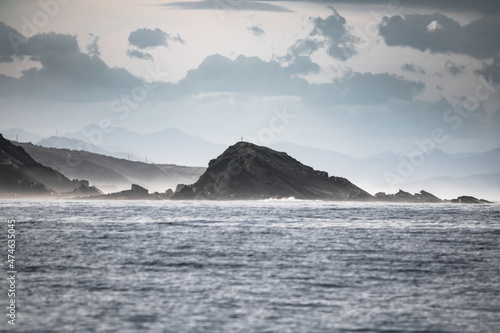 scenic seascape - beautiful view on " island of pigs " on basque coastline, france © Barbara C